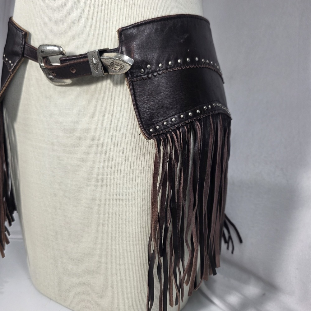 Vintage Tribe America Made In USA Hip Studded Fringe Western Festival Belt Large - Picture 4 of 12